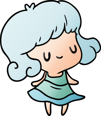 bir insan tarafından çizilmiş tatlı bir kızın gradyan çizimi kawaii