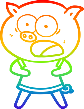 Gökkuşağı gradyan çizimi Bir insan tarafından çizilen bağıran domuz çizgi filmi