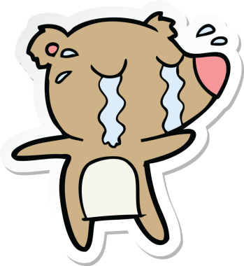 Bir insan tarafından çizilmiş ağlayan bir ayının çıkartması.