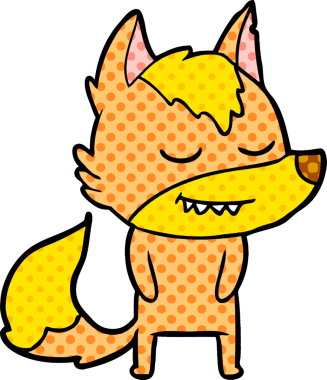 Bir insan tarafından çizilmiş tilki çizgi film karakteri