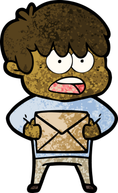 Bir insan tarafından çizilmiş endişeli çizgi film çocuğu.