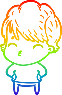 Gökkuşağı gradyan çizgi çizimi Bir insan tarafından çizilmiş bir çizgi kadın