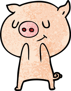 Bir insan tarafından çizilmiş mutlu çizgi film domuzu.