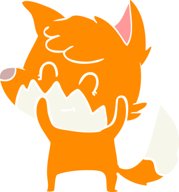 Bir insan tarafından çizilmiş düz renkli çizgi film dost tilkisi.