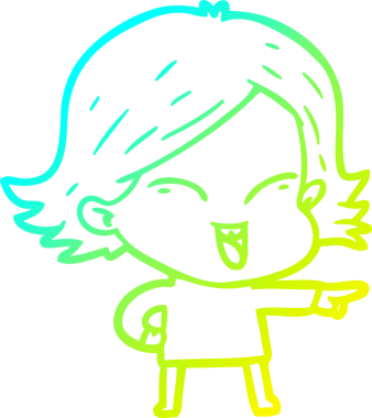 Bir insan tarafından çizilmiş mutlu çizgi film kızı çizimi.