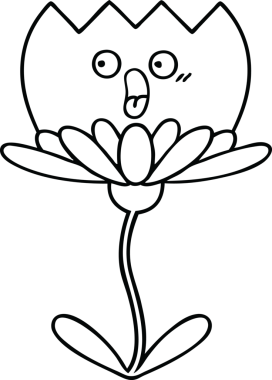 Bir insan tarafından çizilmiş bir çiçeğin çizgi çizimi