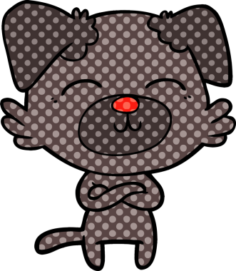 Bir insan tarafından çizilmiş çizgi film köpeği.