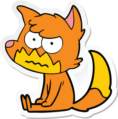 Bir insan tarafından çizilmiş, kızgın tilki çıkartması.