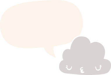 Konuşma baloncuğu olan sevimli çizgi film bulutu bir insan tarafından çizilmiş.