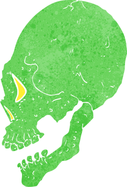 Bir insan tarafından çizilmiş ürkütücü kafatası çizimi