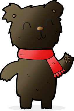 Bir insan tarafından çizilmiş sevimli siyah ayı yavrusu.