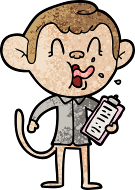 Bir insan tarafından çizilmiş çılgın çizgi film maymun yöneticisi.