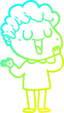 Bir insan tarafından çizilmiş gülen bir çizgi film karakterinin soğuk gradyan çizgisi.