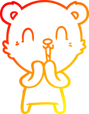 Bir insan tarafından çizilmiş mutlu bir kutup ayısının sıcak çizgi çizimi