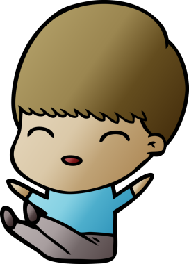 Bir insan tarafından çizilmiş mutlu çizgi film çocuğu.