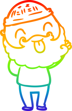 Gökkuşağı gradyan çizgisi sakallı bir adamın bir insan tarafından çizilmiş dili.