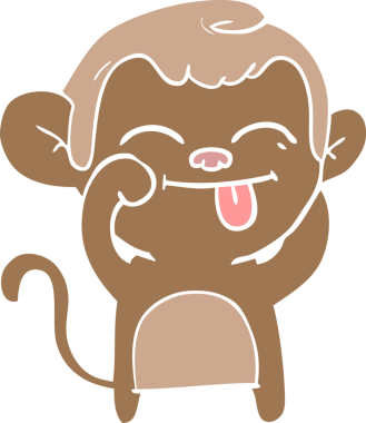 Bir insan tarafından çizilmiş komik düz renkli çizgi film maymunu