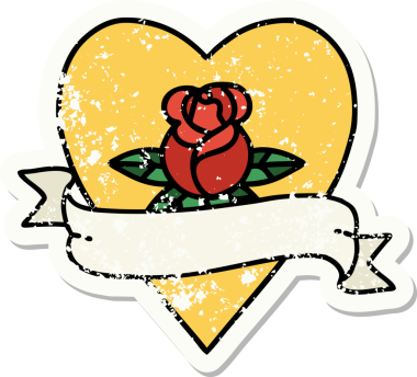 Bir insan tarafından çizilmiş, geleneksel bir kalp dövmesi, gül ve bayrak şeklinde.