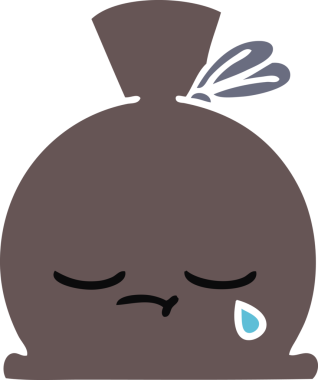 Bir insan tarafından çizilmiş bir çuvalın düz renkli retro karikatürü