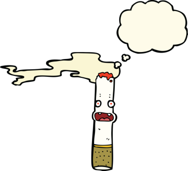 Bir insan tarafından çizilmiş düşünce balonlu çizgi film sigarası.