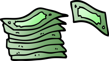 Bir insan tarafından çizilmiş para yığını.