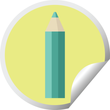 yeşil renkli kalem grafik vektör illüstrasyon dairesel çıkartması bir insan tarafından çizildi