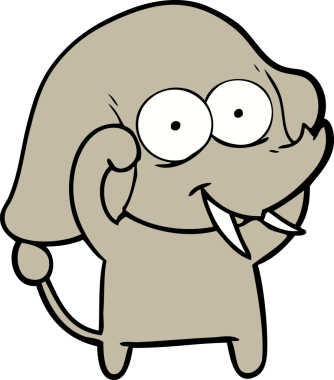 Bir insan tarafından çizilmiş mutlu bir fil.