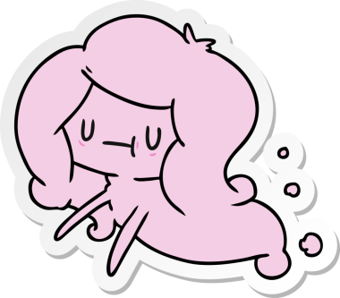 Bir insan tarafından çizilmiş sevimli bir kawai hayaletinin karikatür çizimi.