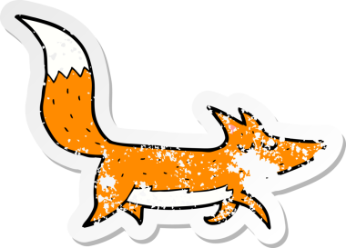 Bir insan tarafından çizilmiş bir kurt çizgi film çıkartması.