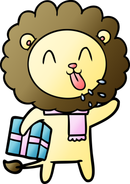 Bir insan tarafından çizilmiş mutlu çizgi film aslanı.