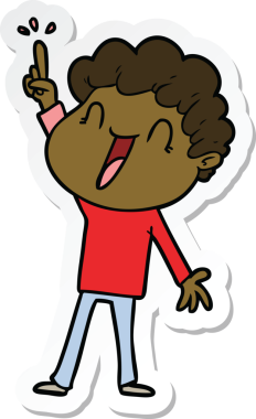 Bir insan tarafından çizilmiş mutlu bir adamın çıkartması.