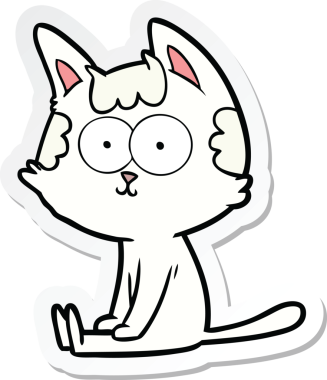 Bir insan tarafından çizilmiş mutlu çizgi film kedisinin çıkartması.