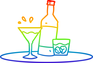 Bir insan tarafından çizilmiş tepside bir çizgi film içkisinin gradyan çizimi