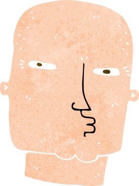 Bir insan tarafından çizilmiş kel, sert adam.