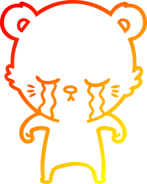 Bir insan tarafından çizilen ağlayan çizgi film ayısının sıcak çizgi çizgisi.