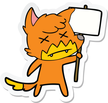 Bir insan tarafından çizilmiş protestolu ölü tilki çıkartması.