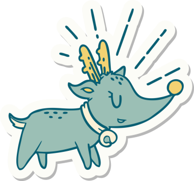 Bir insan tarafından çizilmiş dövme stili Ren geyiği etiketi.