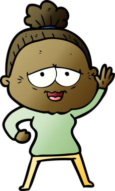 Bir insan tarafından çizilmiş mutlu yaşlı kadın çizgi filmi.