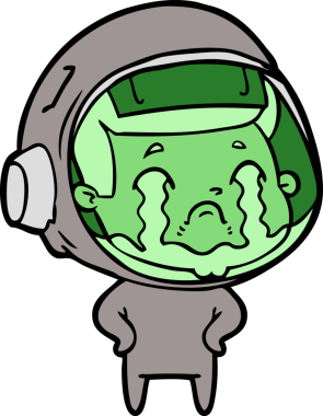 Bir insan tarafından çizilmiş ağlayan astronot çizgi filmi.