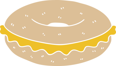 Bir insan tarafından çizilmiş tuhaf çizgi film peynirli simit.