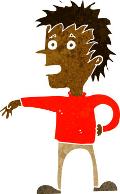 Çizgi filmci, bir insan tarafından çizilmiş saygısız bir jest yapıyor.