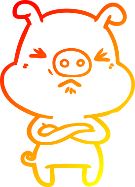 Bir insan tarafından çizilmiş kızgın bir domuzun sıcak çizgi çizimi