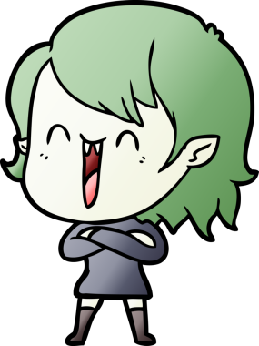 Bir insan tarafından çizilmiş mutlu vampir kız çizgi filmi.