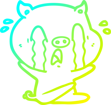 Bir insan tarafından çizilmiş ağlayan domuz çizgi filmi.