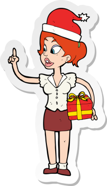 Bir insan tarafından çizilmiş bir karikatür kadının çıkartması.