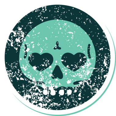 Bir insan tarafından çizilmiş bir kafatasının sembolik dövmeli görüntüsü.