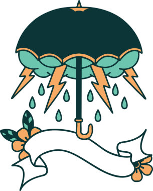 Bir insan tarafından çizilmiş geleneksel bir şemsiye dövmesi.