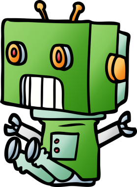 Bir insan tarafından çizilmiş çizgi film robotu