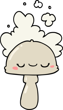 Bir insan tarafından çizilmiş karikatür mantarı.