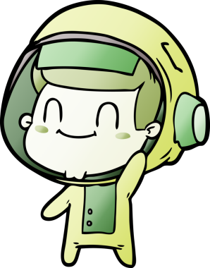 Bir insan tarafından çizilmiş mutlu astronot.